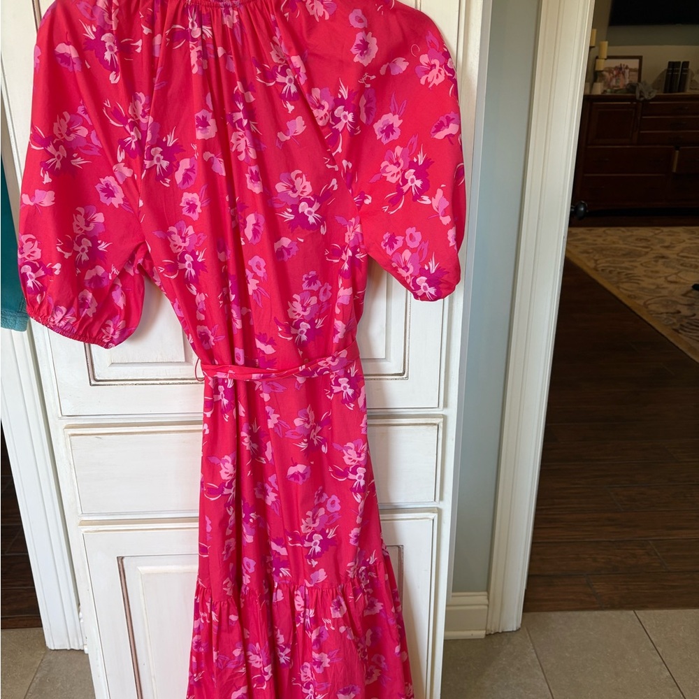 Sugarlips Pink Floral Midi Dress short sleeve